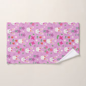 Motif mignon de Pâques avec fleurs sur rose (Serviette à main)