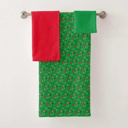 Motif mini fleur sauvage rouge vert (En situation)