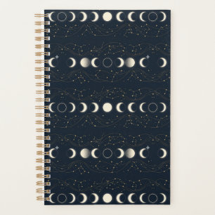 Motif Minimaliste des Phases Lunaires avec Étoiles