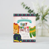 Motif moche de fête de Noël Invitation (Debout devant)