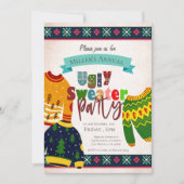Motif moche de fête de Noël Invitation (Devant)