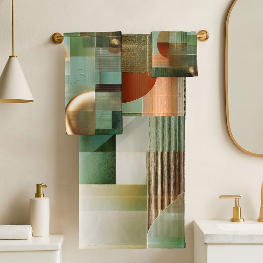 Motif Moderne Abstrait Vert Sarcelle Or