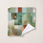 Motif Moderne Abstrait Vert Sarcelle Or (Gant de toilette)