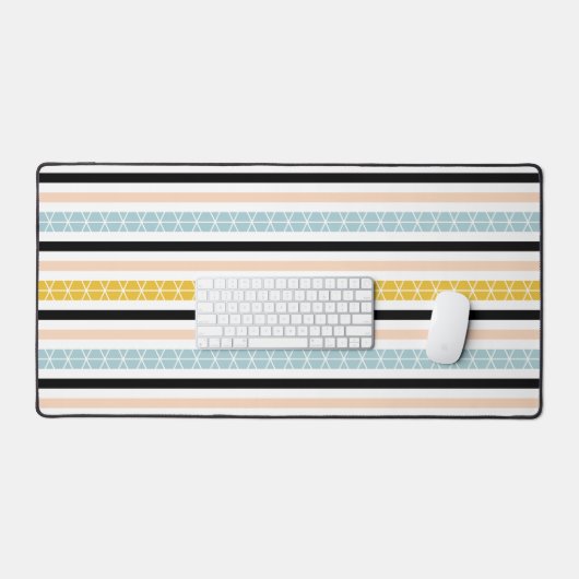 Motif moderne bleu jaune noir blanc rayures (Clavier et souris)