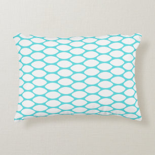 Motif moderne bleu turquoise blanc  Accent Coussin