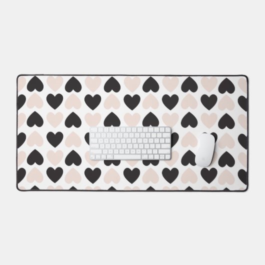 Motif moderne Blush Rose Black Love Hearts (Clavier et souris)