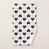 Motif moderne Blush Rose Black Love Hearts (Serviette à main)