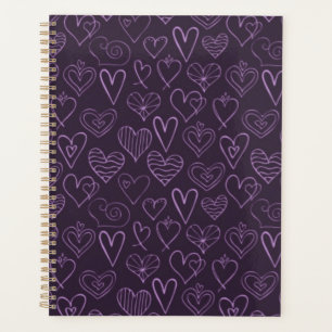Motif moderne de coeur foncé violet