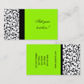 Motif moderne de damassé de carte de visite vert (Devant / Derrière)