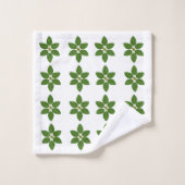 Motif moderne de feuille de laurier vert sur fond  (Gant de toilette)
