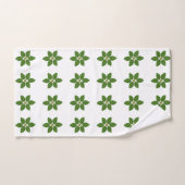 Motif moderne de feuille de laurier vert sur fond  (Serviette à main)