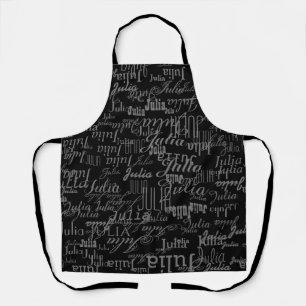motif moderne de noms sur tablier noir