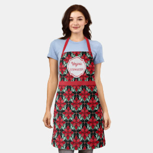 Motif moderne de Poinsettia tablier de chef de Noë