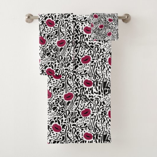 Motif moderne des lèvres B&W de rouge à lèvres (En situation)