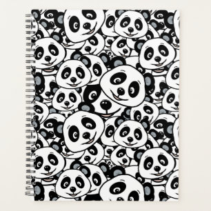 Motif moderne d'ours panda mignon en noir et blanc