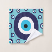 Motif moderne Evil Eye Navy Blue Aqua Cercles (Gant de toilette)