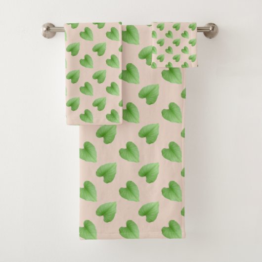 Motif moderne Feuille verte sur Beige (En situation)