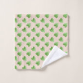 Motif moderne Feuille verte sur Beige (Gant de toilette)