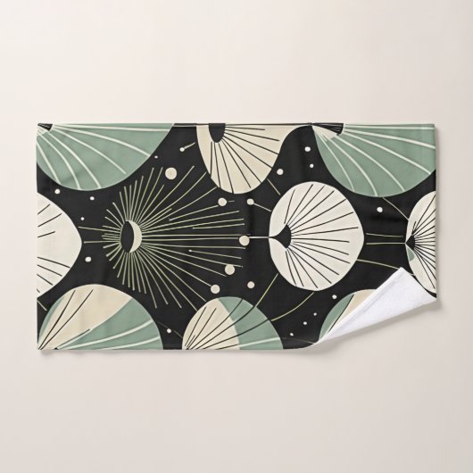 Motif moderne géométrique de l'ère atomique rétro (Serviette à main)