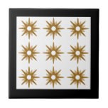Motif moderne Gold Starburst | Noir<br><div class="desc">Design moderne avec motif vintage de starbursts or rétro sur un arrière - plan blanc, encadré en noir. Design moderne simple et propre. Une conception dans une collection de coordination. Créez votre propre motif personnalisé en téléchargeant une nouvelle image, ou utilisez le bouton "message" pour obtenir de l'aide. Pour créer...</div>