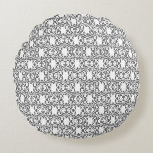 Motif moderne Graphite Damask Coussin rond