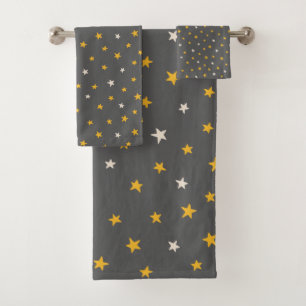 Motif moderne gris étoile blanche jaune 