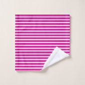 Motif moderne Hot Pink White Stripes (Gant de toilette)