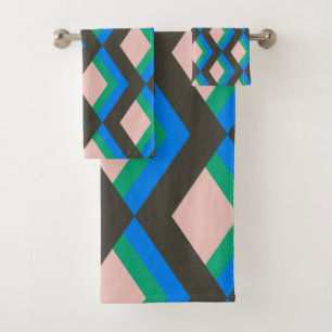 Motif moderne mi-siècle moyen en bleu et vert