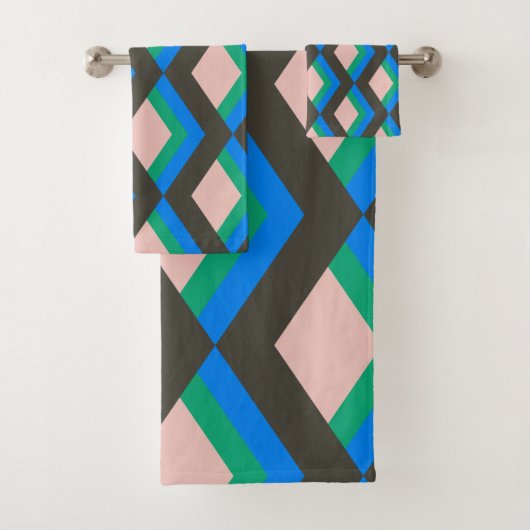 Motif moderne mi-siècle moyen en bleu et vert  (En situation)