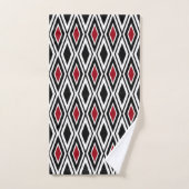 Motif moderne noir blanc rouge diamant (Serviette à main)