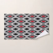 Motif moderne noir blanc rouge diamant (Serviette à main)