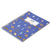 Motif moderne NYC Bleu Nom Carnet spiral (Côté gauche)