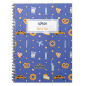 Motif moderne NYC Bleu Nom Carnet spiral (Devant)