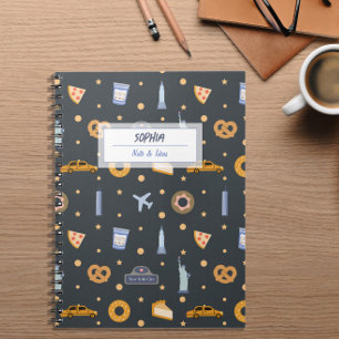 Motif moderne NYC gris foncé Carnet spiral
