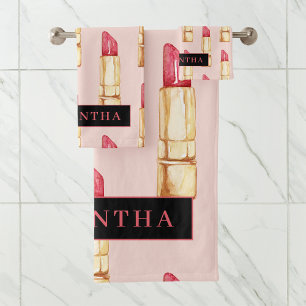Motif moderne rose et rouge rouge rouge Fille avec