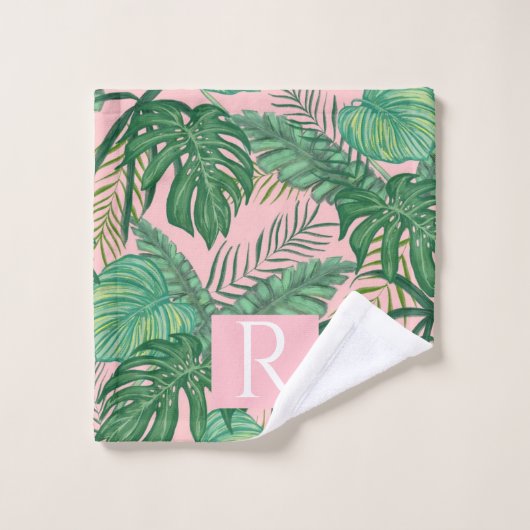 Motif moderne Tropical Monogram ensemble de servie (Gant de toilette)
