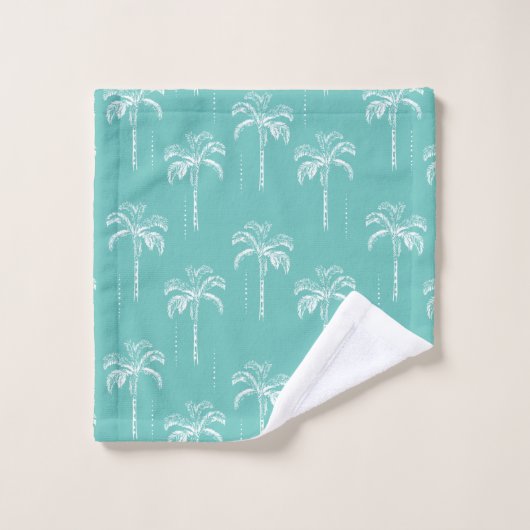Motif moderne Turquoise Tropical Palm Tree (Gant de toilette)