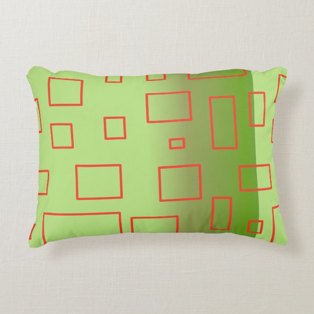 Motif moderne vert Coussin d'accents géométriques (Devant)