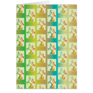 Motif moderne vert, jaune et bleu Tulip Couple