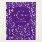 Motif moderne violet saupoudré Monogramme Nom Plan (Devant)