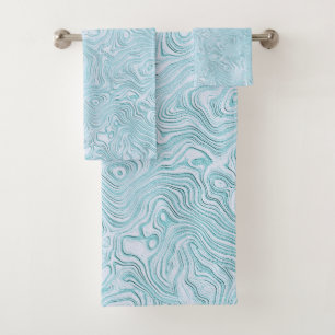 Motif Moire Soie en Aqua Clair