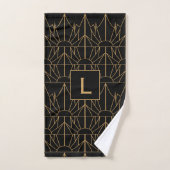 Motif Monogram Gold et Black Art Déco (Serviette à main)