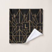 Motif Monogram Gold et Black Art Déco (Gant de toilette)