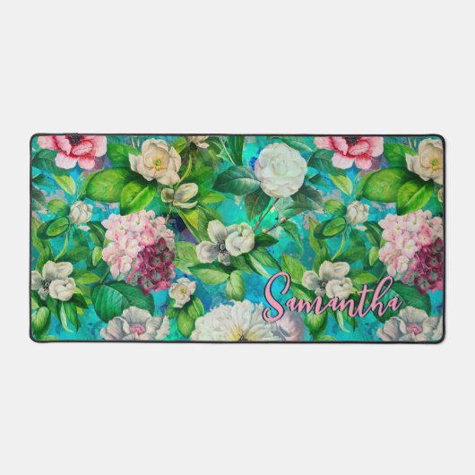 Motif monogramme bleu fleuri rose (Recto)