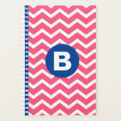 Motif monogramme chevron rose vif et blanc (Devant)