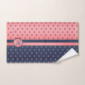 Motif Monogramme Navy Blue and Coral Polka Dot (Serviette à main)