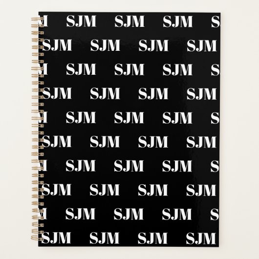 Motif monogramme personnalisé moderne noir et blan (Devant)