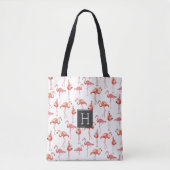 Motif monogrammé Pink Flamingos | Sac cabas (Devant)