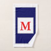 Motif Monogramme rouge blanc bleu (Serviette à main)