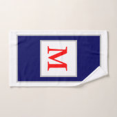 Motif Monogramme rouge blanc bleu (Serviette à main)